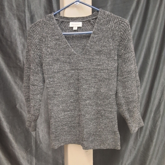 Gray V-Neck Women's Sweater - Picture 9 of 11